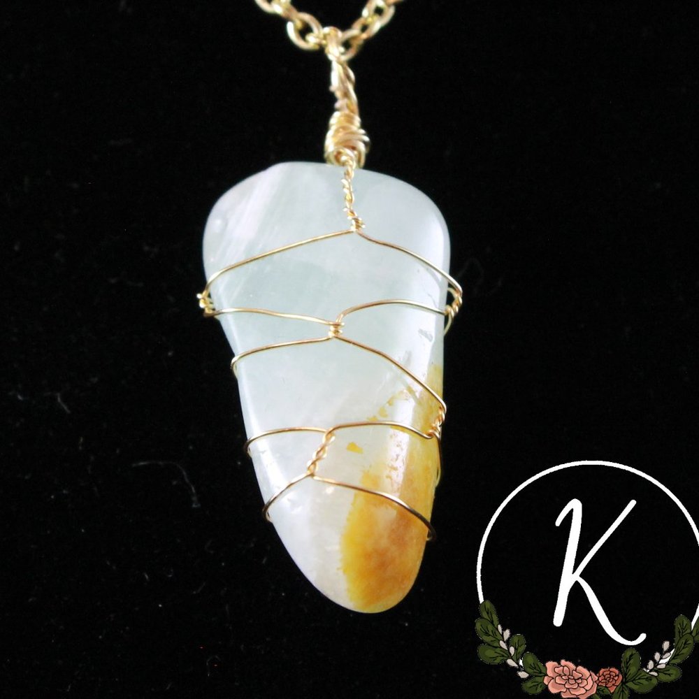 Hand Wrapped Jade Crystal Chain Necklace